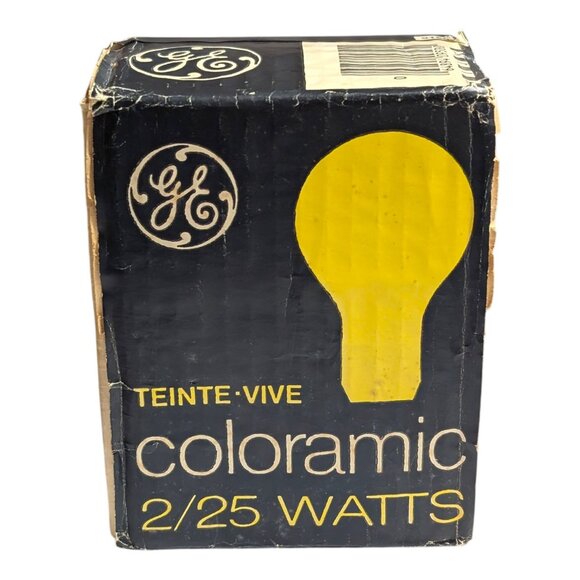 GE Coloramic Light Bulb 2-Pack 25 Watt Yellow Saturated Colour NOS Vintage USA - Picture 2 of 7